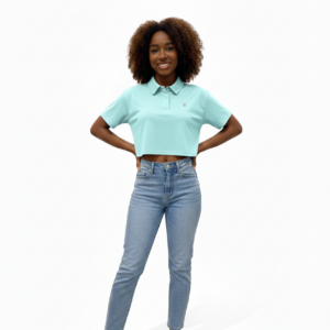 LIGHT TURQUOISE CROP POLO